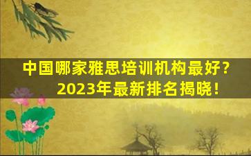 中国哪家雅思培训机构最好？ 2023年最新排名揭晓！